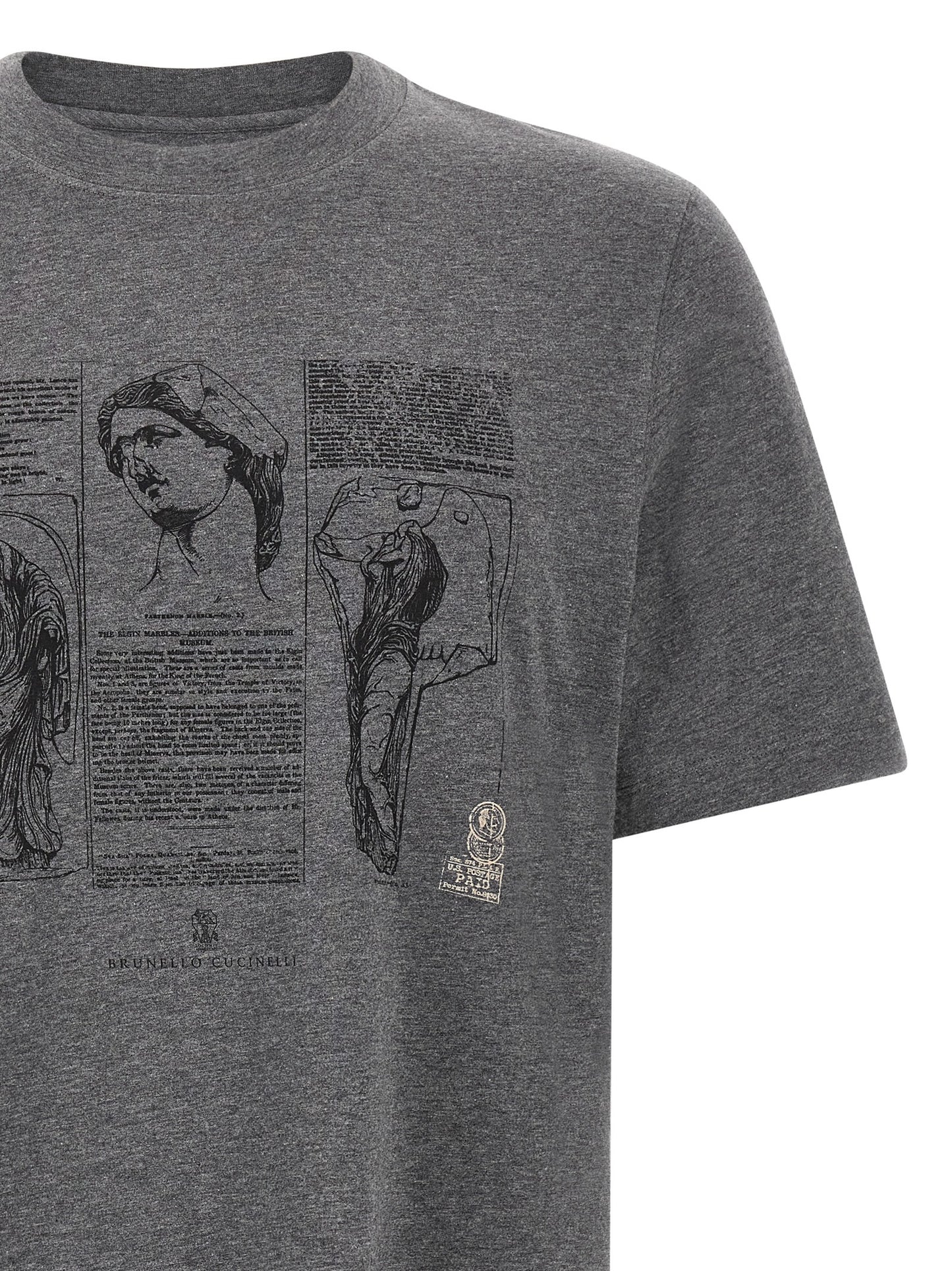 Brunello Cucinelli Gray Cotton T-Shirt