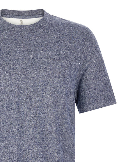 Brunello Cucinelli Blue Linen T-Shirt