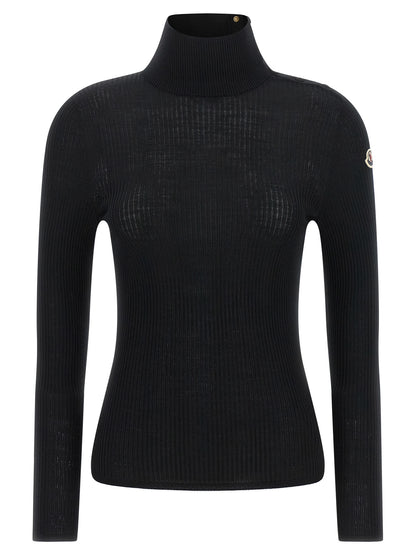 Moncler Black Virgin Wool Cardigan