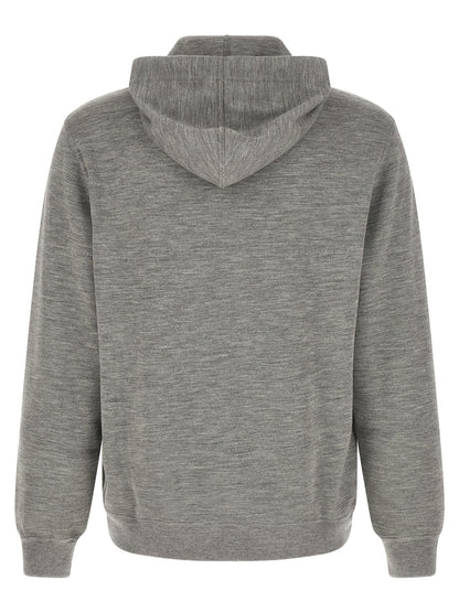 Sweatshirt Hoodie by Brunello Cucinelli for men in cashmere silk & polyamide gray features an avant-garde silhouette, showcasing a sophisticated hooded neckline and detail for a truly avant-garde finish.