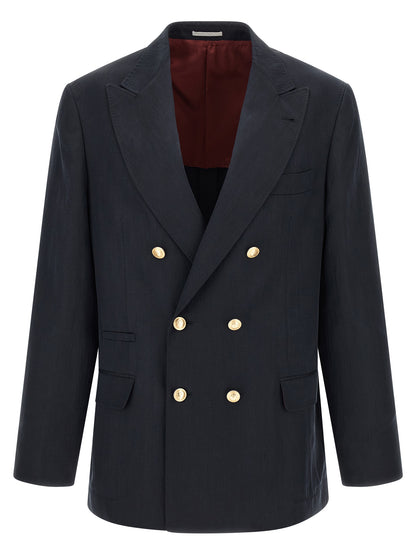 Brunello Cucinelli Blue Silk Blazer