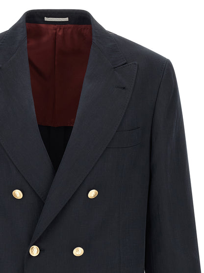 Brunello Cucinelli Blue Silk Blazer