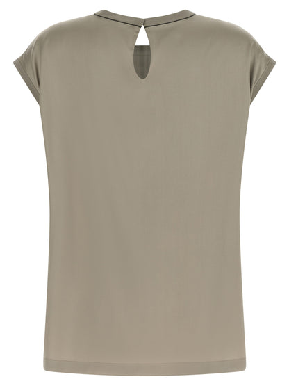 Brunello Cucinelli Bicolor Silk Blouse