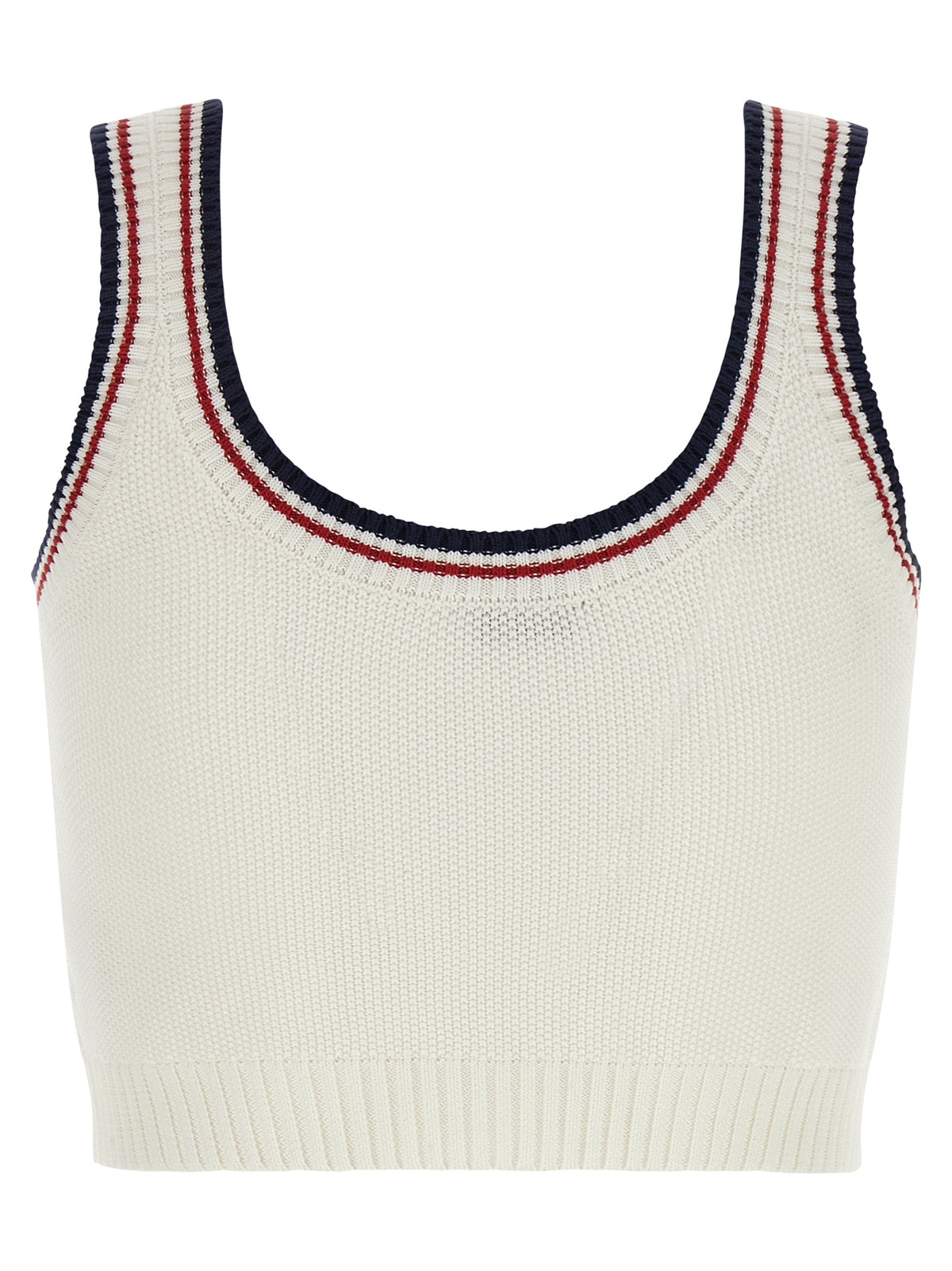 Activewear T-Shirt by Brunello Cucinelli for women in cotton navy, red, white & striped features an ergonomic design with breathable-design, highlighting a ergonomic length and ergonomic wide-neck neckline for a high-performance look.