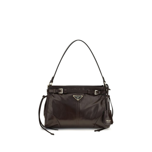 Mini Hobo Handbag by Prada for women in bos taurus calf leather & polyurethane brown features a ornamental silhouette, showcasing a secure zipper, ample , and ornamental shoulder-strap, handle, adjustable-strap, detachable-strap & belt-strap for a sophisticated look.