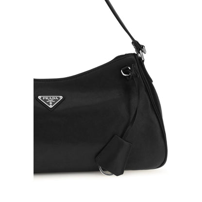 Shoulder Bag by Prada for women in bos taurus calf leather & polyurethane black & natural presents a statuesque silhouette, showcasing a secure zipper and statuesque with versatile shoulder-strap for a sophisticated look.