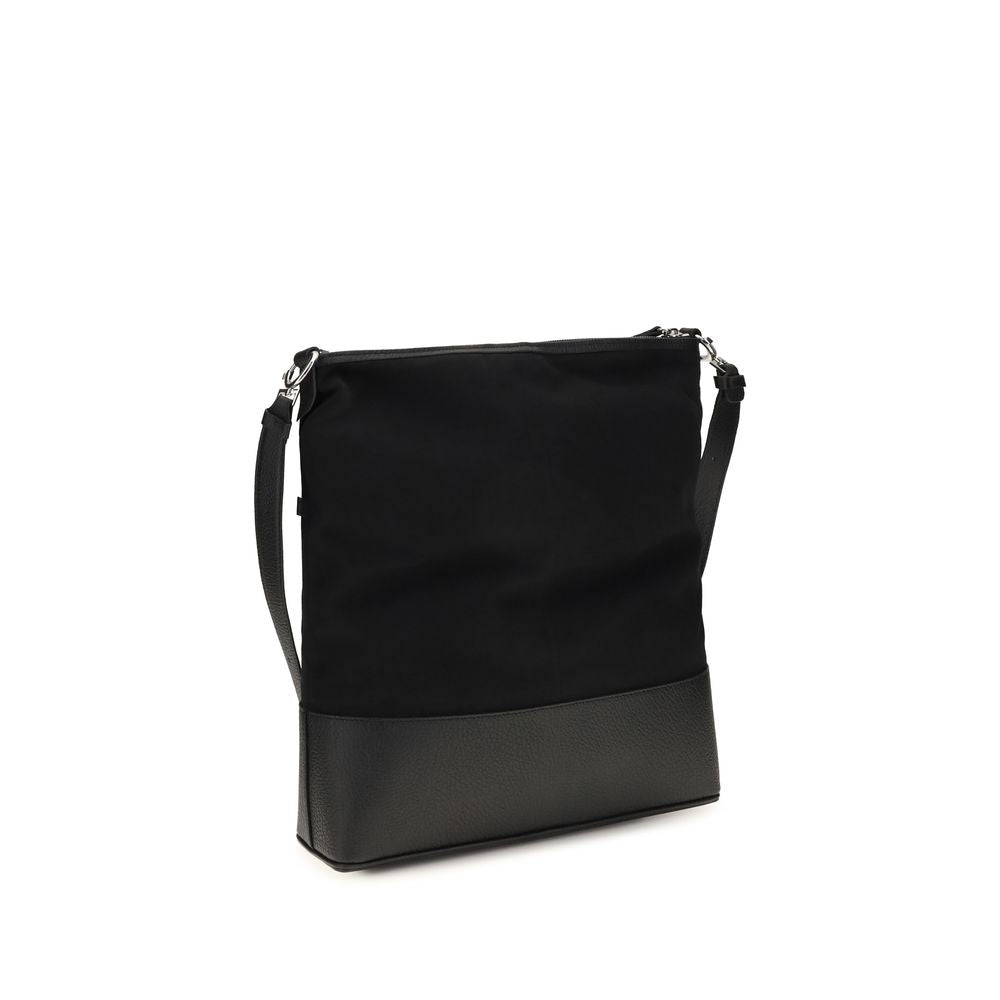 Medium Shoulder Hobo Bag by Maison Margiela for men in bos taurus calf leather black features a statuesque silhouette, showcasing a secure zipper and statuesque with versatile shoulder-strap & adjustable-strap for a statuesque finish.