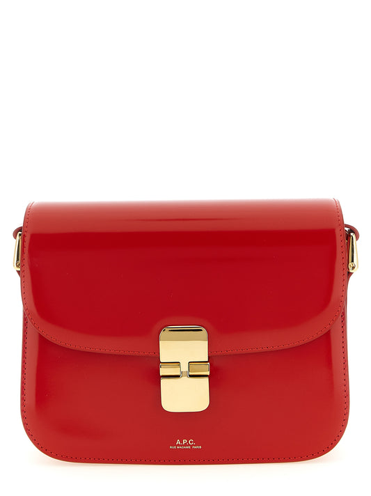Crossbody Flap Handbag by A.P.C. for women in leather & cotton multicolor & red showcases a versatile sophistication silhouette, featuring a secure flap, magnetic & buckle, versatile sophistication , and versatile crossbody-strap, shoulder-strap & adjustable-strap for a versatile sophistication finish.