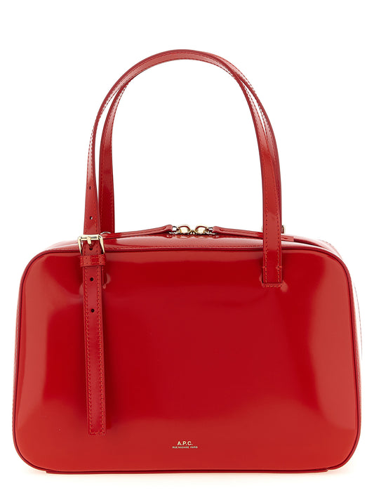 Box Handbag by A.P.C. for women in leather & cotton multicolor & red features a signature silhouette, showcasing a secure zipper and signature with versatile shoulder-strap, adjustable-strap & handle for a sophisticated look.