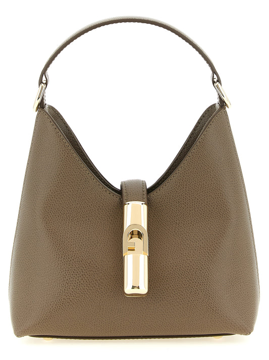 Mini Hobo Handbag by Furla for women in bos taurus calfskin leather bicolour, gold & green features a exquisite silhouette, showcasing a secure and exquisite with versatile shoulder-strap & handle for a exquisite finish.