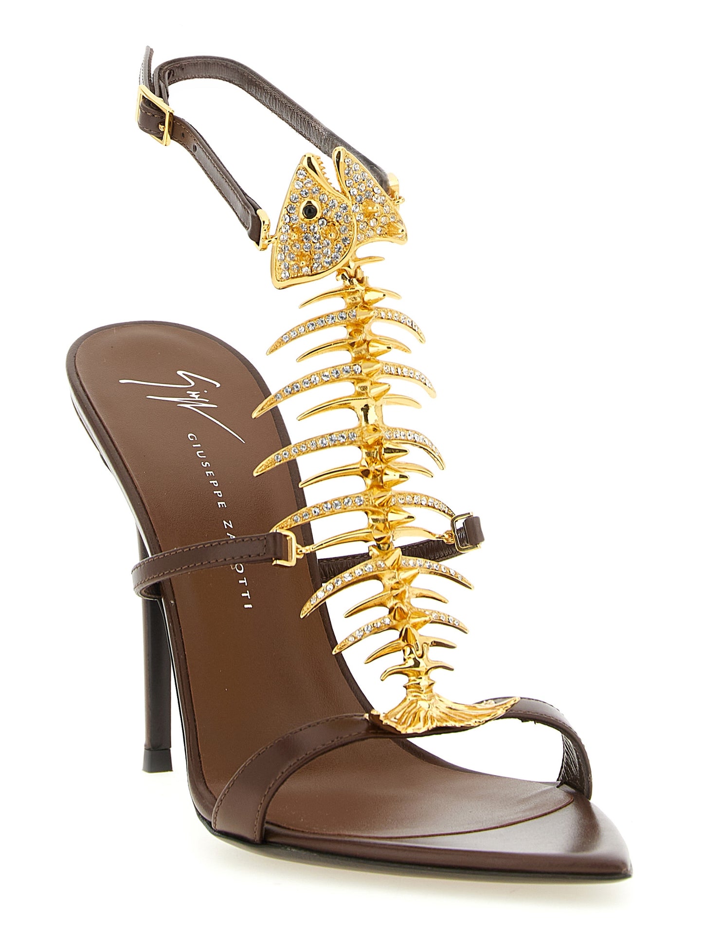 Giuseppe Zanotti Brown Lamb Leather Stiletto Heel Sandals