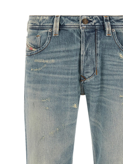 Diesel Blue Cotton Straight-Leg Jeans