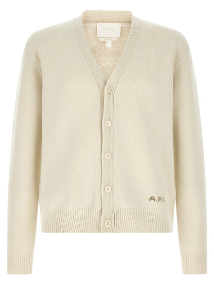A.P.C. White Wool Cardigan