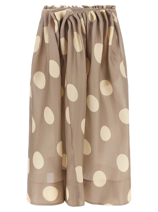 Khaite Flow Women's Silk Skirt - Cream Gray Dots