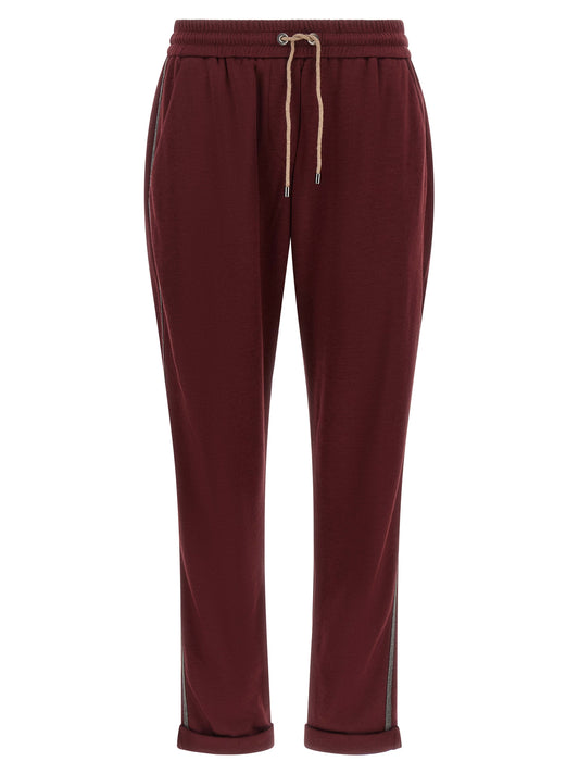 Brunello Cucinelli Bordeaux Cotton Joggers (Workout Pants)