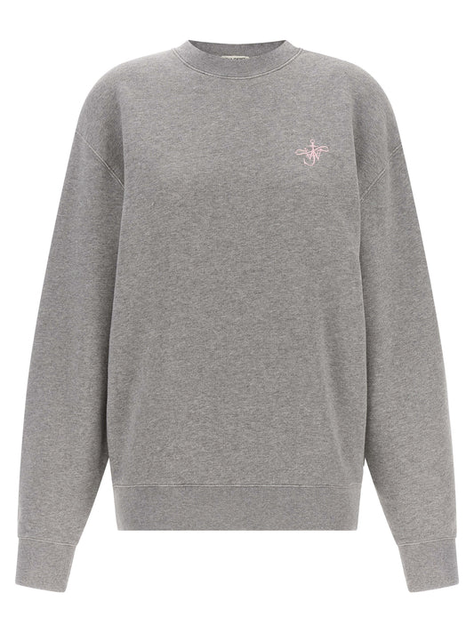 Activewear Sweatshirt by J.W.Anderson for women in cotton gray & pink presents a sporty silhouette, showcasing a sophisticated round crew neckline and detailed with premium for a sporty finish.