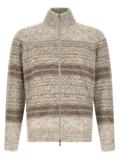 Brunello Cucinelli Beige Alpaca Leather Cardigan