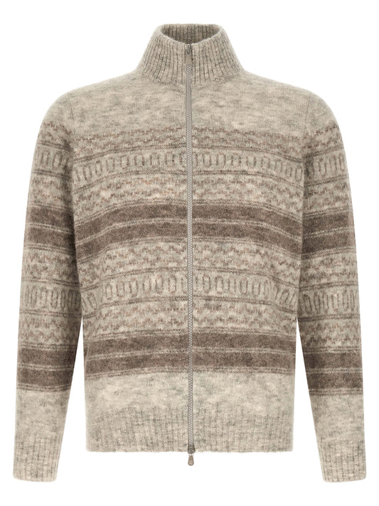 Brunello Cucinelli Beige Alpaca Leather Cardigan