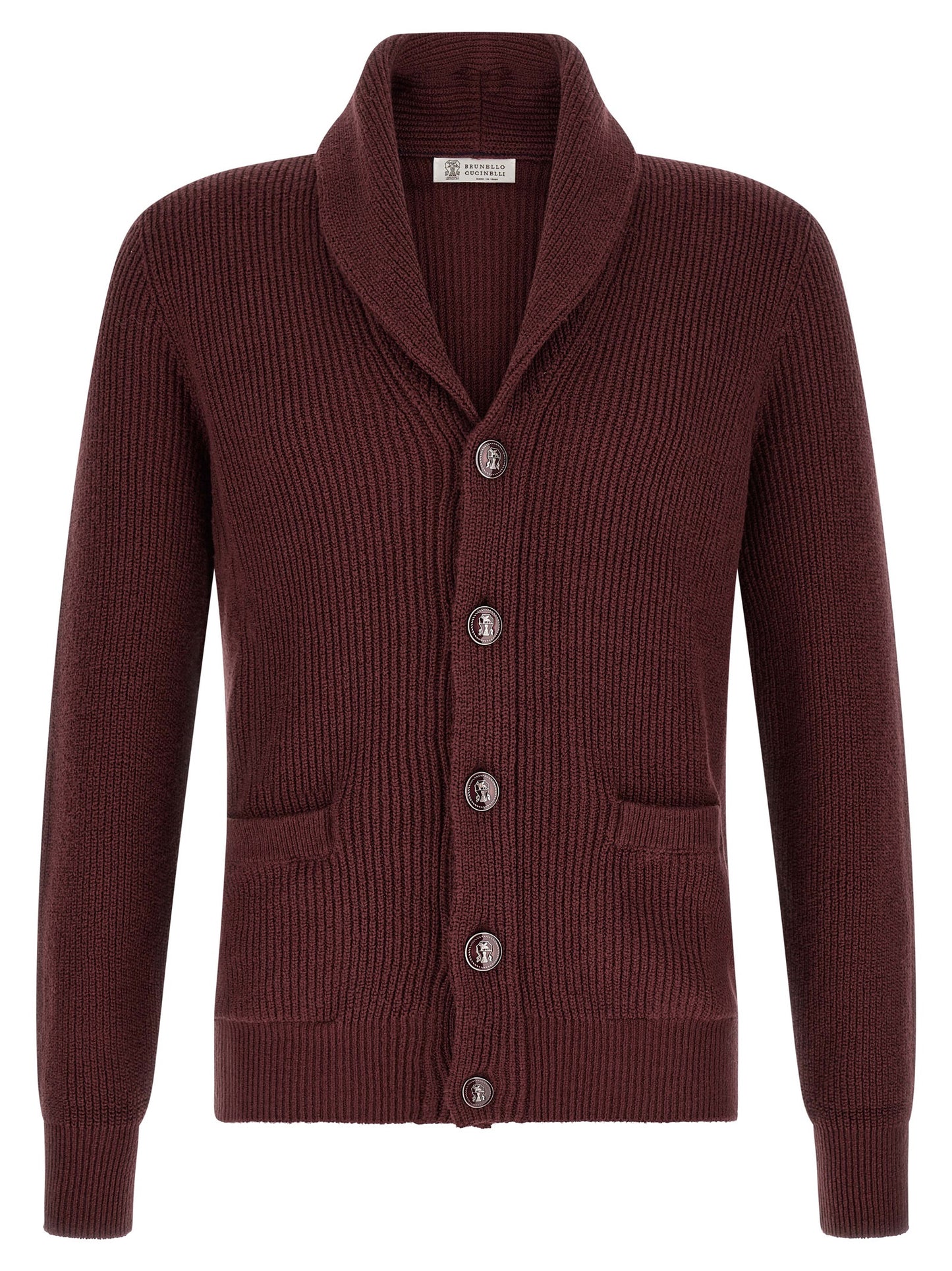 Brunello Cucinelli Bordeaux Cotton Cardigan