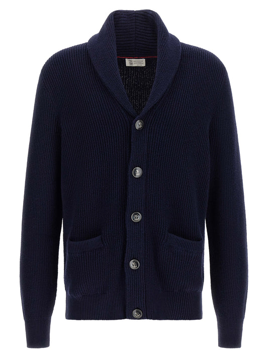 Brunello Cucinelli Blue Cotton Cardigan