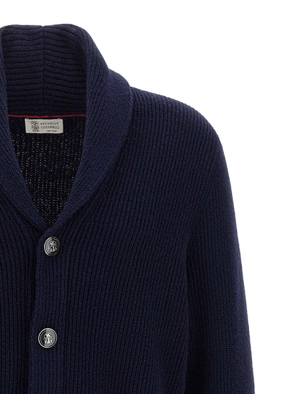 Brunello Cucinelli Blue Cotton Cardigan