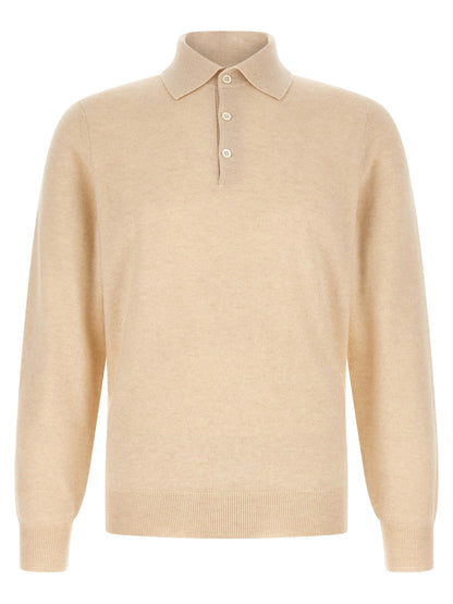 Brunello Cucinelli Beige Cashmere Polo Shirt