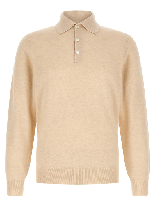 Brunello Cucinelli Beige Cashmere Polo Shirt