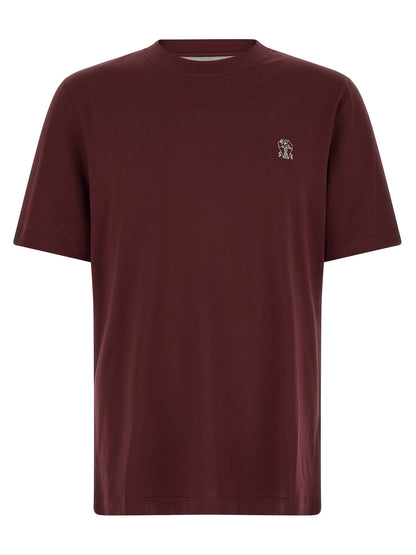 Brunello Cucinelli Bordeaux Cotton T-Shirt