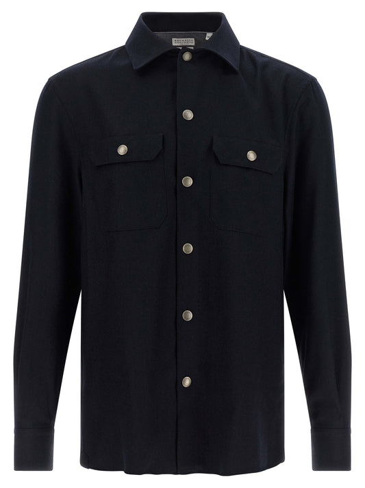 Brunello Cucinelli Blue Virgin Wool Blouse