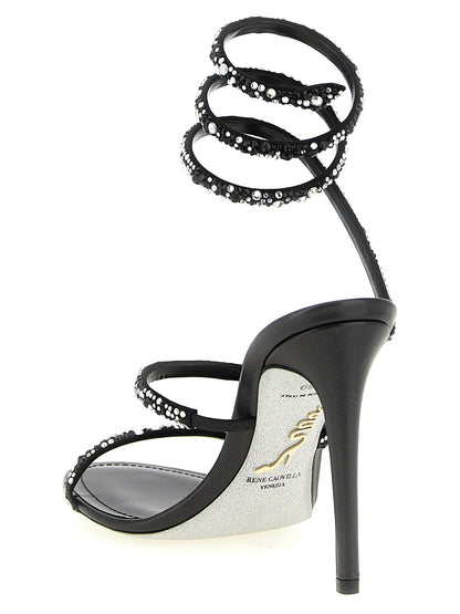 RENE CAOVILLA Bicolor Viscose Stiletto Heel Sandals
