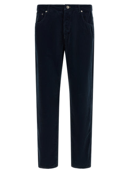 Brunello Cucinelli Blue Cotton Casual Pants