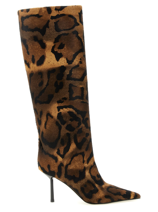 Stiletto High Over-The-Knee Boots by LE SILLA for women in calfskin leather animal, black, brown, leopard-print & print features an avant-garde Pony Women's Calfskin Leather Stiletto High Over-The-Knee Boots silhouette, defined by a sophisticated stiletto and a avant-garde .