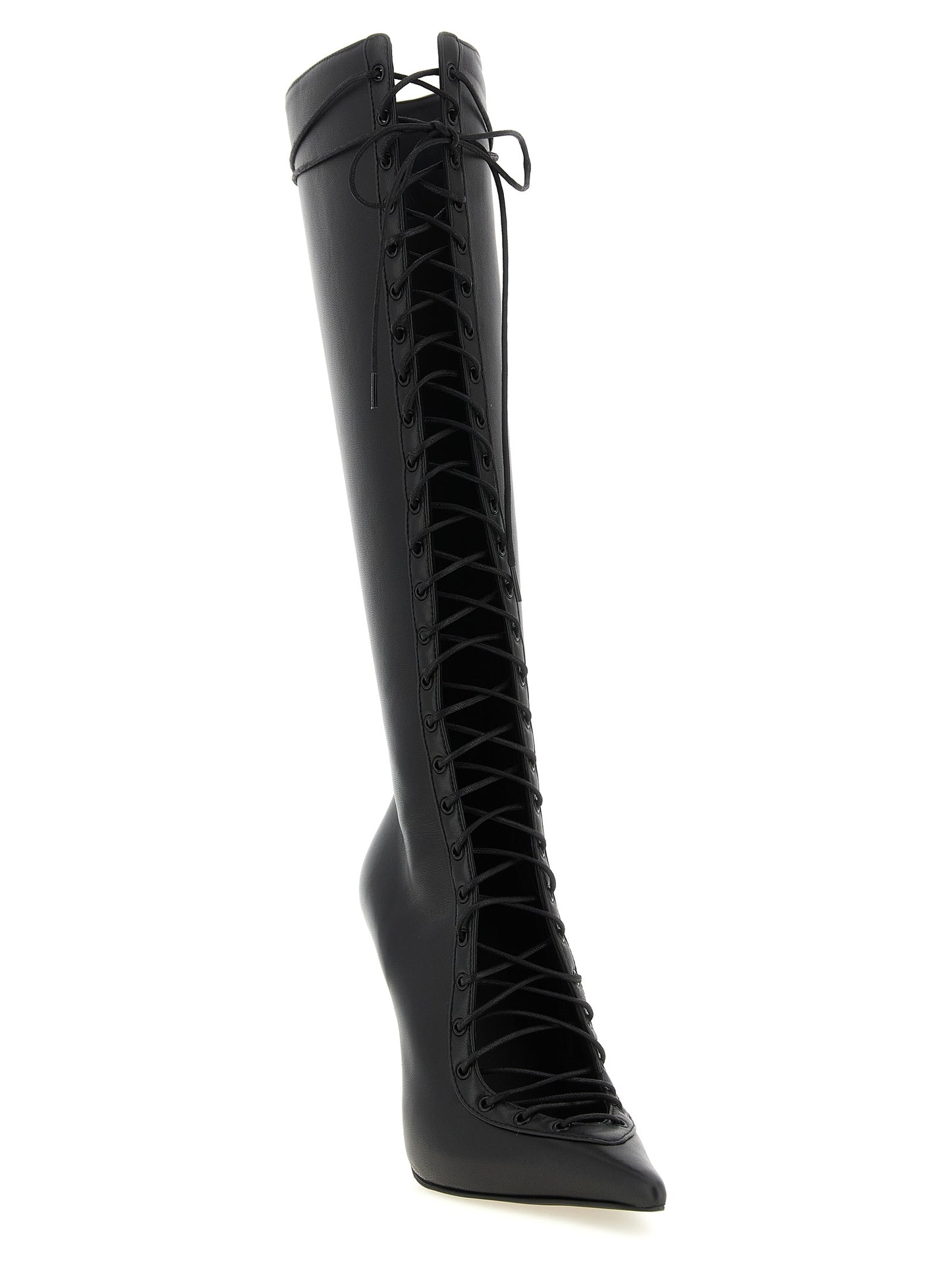 LE SILLA Black Lamb Leather Over The Knee