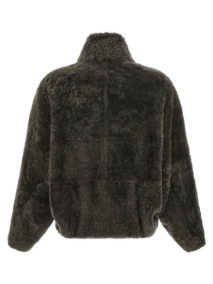Brunello Cucinelli Gray Lamb Leather Full-Length Jacket