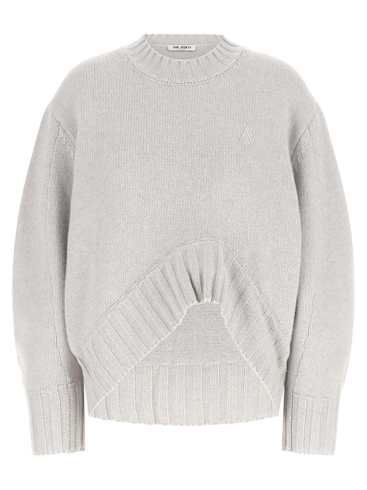 Cardigan by The Attico for women in cashmere virgin wool gray features an impeccable silhouette, showcasing a sophisticated crew neckline and detail for a truly impeccable finish.