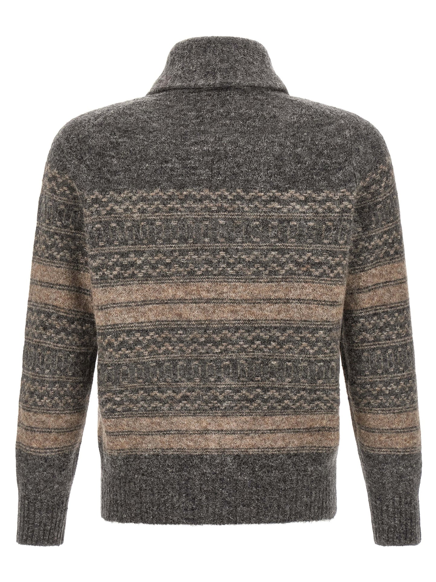 Brunello Cucinelli Gray Alpaca Leather Cardigan