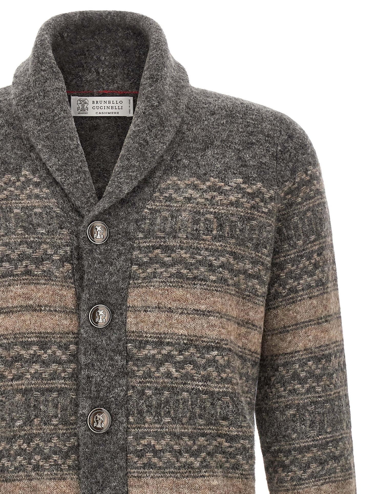 Brunello Cucinelli Gray Alpaca Leather Cardigan