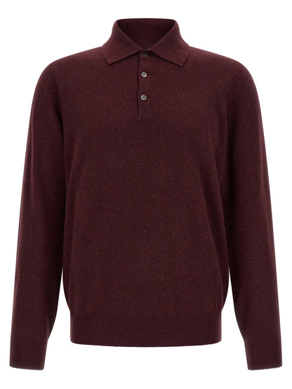 Brunello Cucinelli Bordeaux Cashmere Polo Shirt
