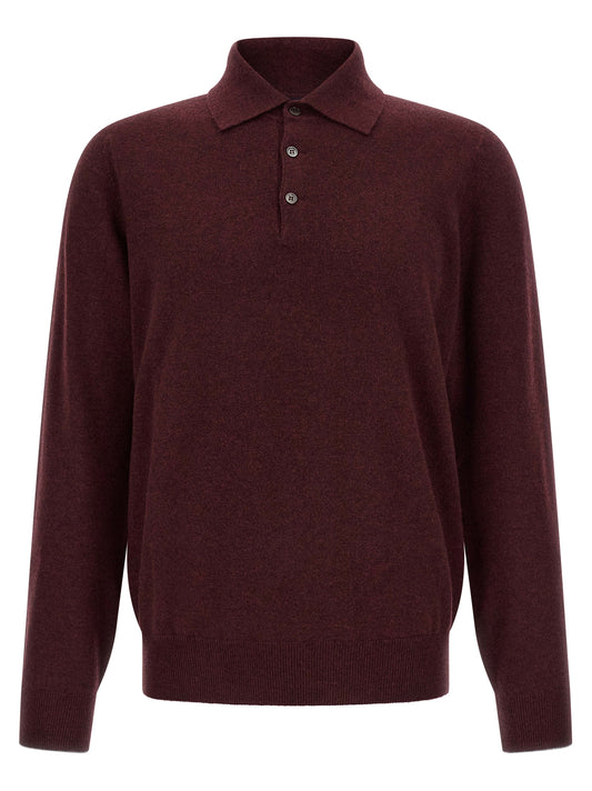Brunello Cucinelli Bordeaux Cashmere Polo Shirt