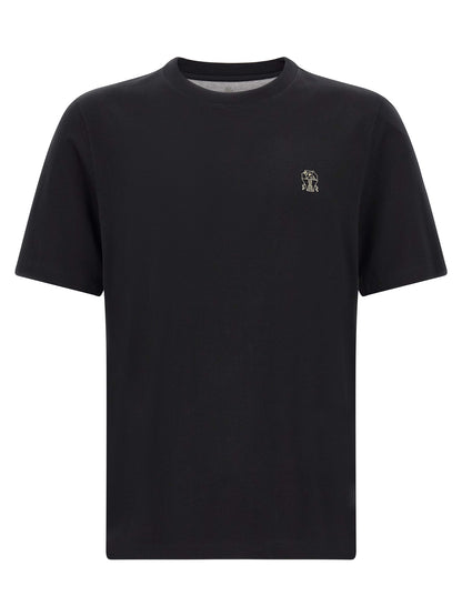 Brunello Cucinelli Black Cotton T-Shirt
