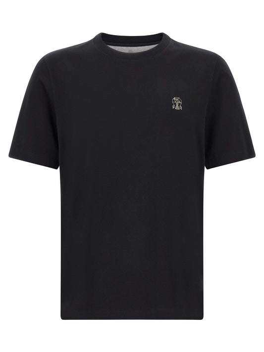 Brunello Cucinelli Black Cotton T-Shirt