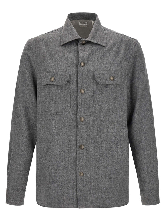 Brunello Cucinelli Gray Virgin Wool Blouse