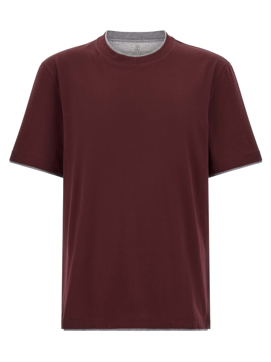 Brunello Cucinelli Bordeaux Cotton T-Shirt