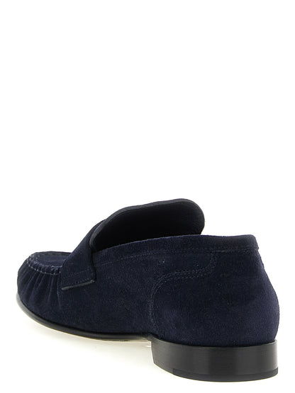 Jimmy Choo Blue Leather Slip-On Loafers