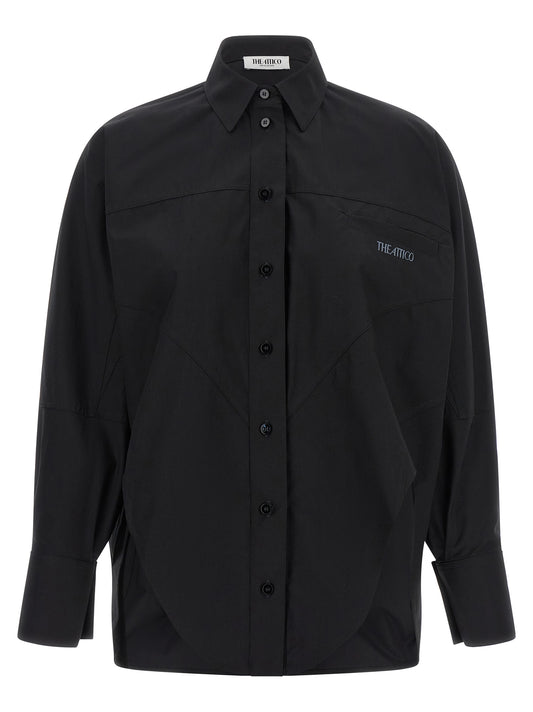 Blouse by The Attico for women in cotton black showcases a sleek silhouette, elegantly detailed with a sleek and long-sleeve for a sleek finish.