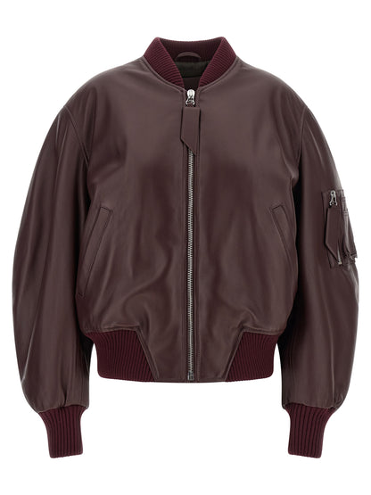 The Attico Bordeaux Lamb Leather Leather Jacket