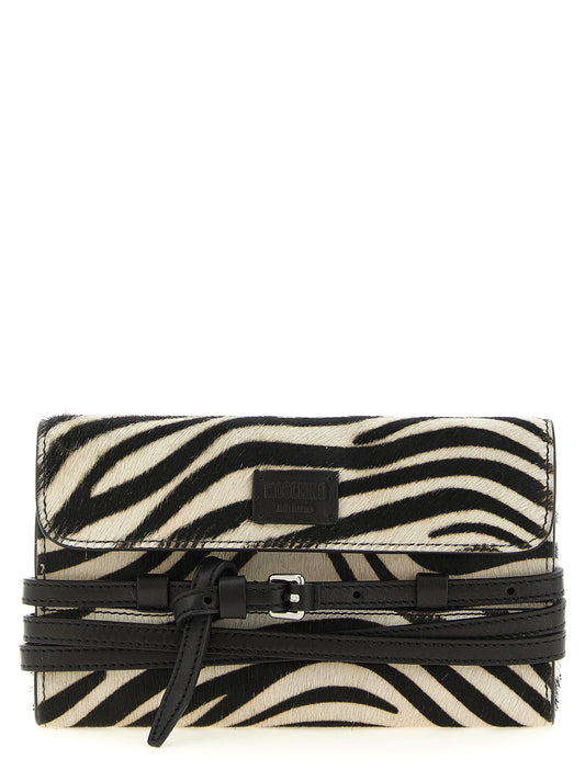 Cardholder Card Case by Moschino for women in leather bicolour, black, silver, zebra & print features a polished Pony Tie Me Leather Cardholder Card Case design with polished card-organization.