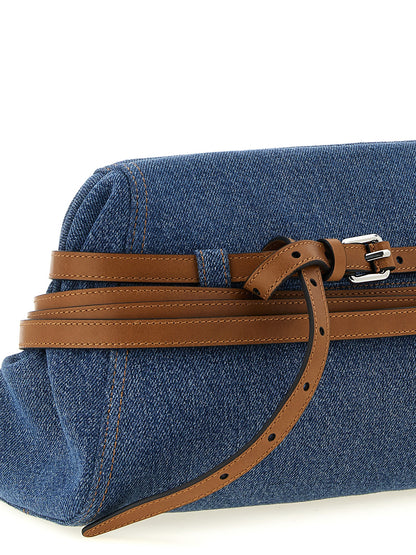 Moschino Blue Cotton Clutch Bag