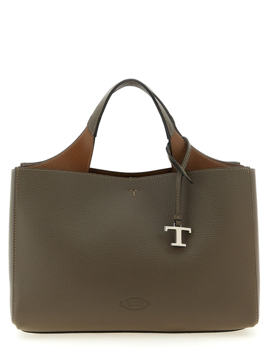 Small Bucket Handbag by Tod's for women in calfskin leather brown, gray & silver presents a ornamental silhouette, showcasing a secure buckle, ample , and versatile shoulder-strap, handle, adjustable-strap & detachable-strap for a ornamental finish.