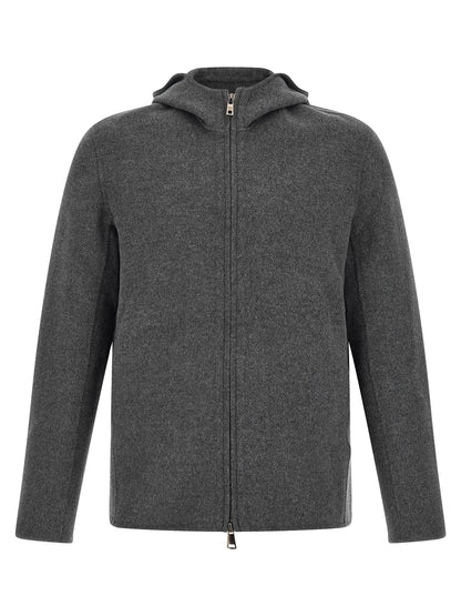 GIORGIO BRATO Gray Wool Full-Length Jacket